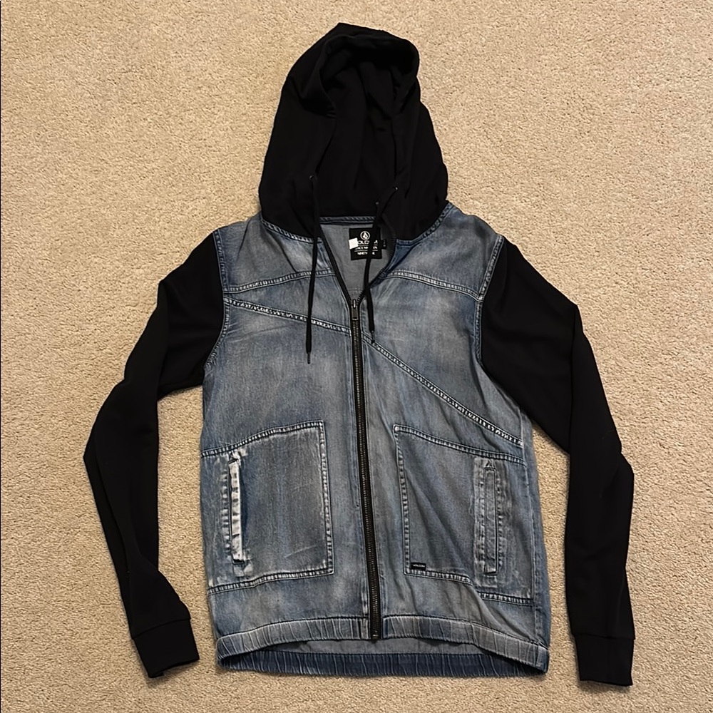 Volcom Blue and Black Hooded Jacket